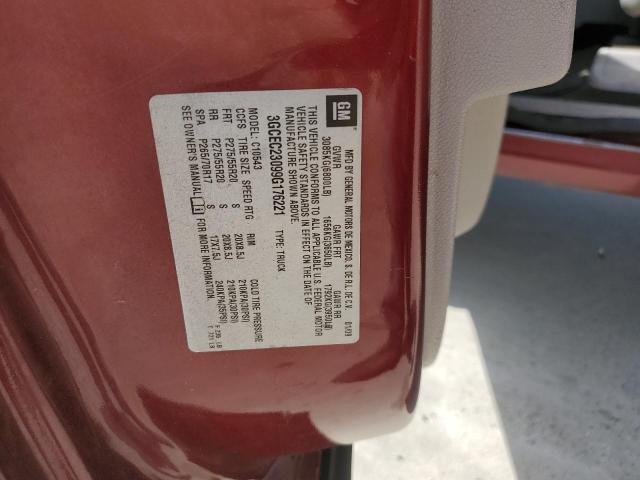 3GCEC23099G176221 - 2009 CHEVROLET SILVERADO C1500 LT RED photo 12