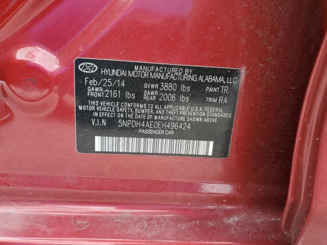 5NPDH4AE0EH496424 - 2014 HYUNDAI ELANTRA SE BURGUNDY photo 12