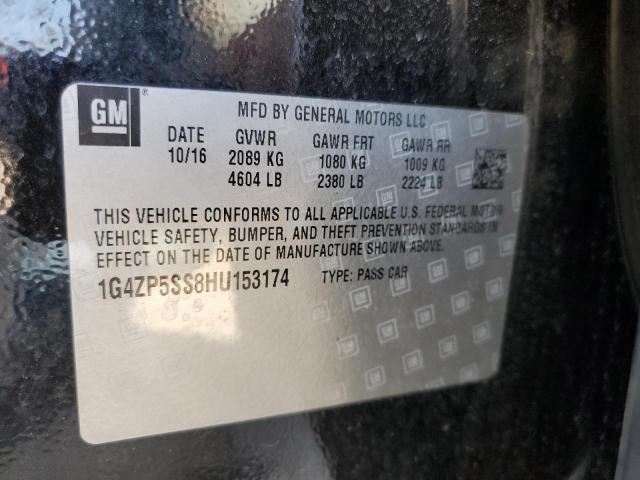 1G4ZP5SS8HU153174 - 2017 BUICK LACROSSE ESSENCE შავი ფოტო 12