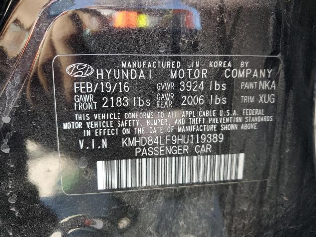 KMHD84LF9HU119389 - 2017 HYUNDAI ELANTRA SE BLACK photo 13