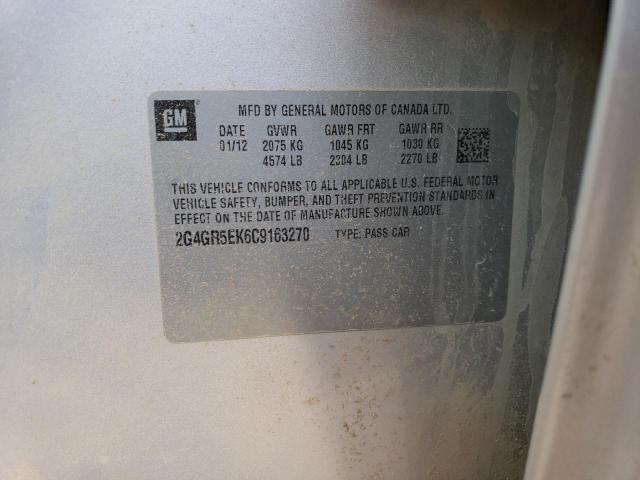 2G4GR5EK6C9163270 - 2012 BUICK REGAL 银色 照片 12