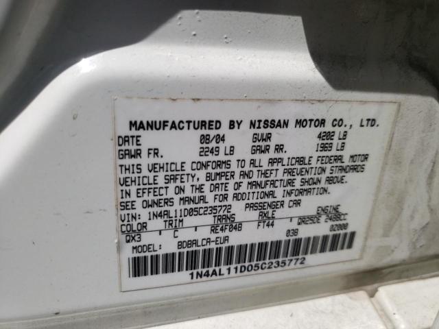 1N4AL11D05C235772 - 2005 NISSAN ALTIMA 2.5 S WHITE photo 12