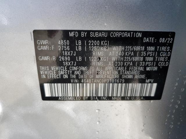 4S4BTANC0P3101679 - 2023 SUBARU OUTBACK LIMITED SILVER photo 13