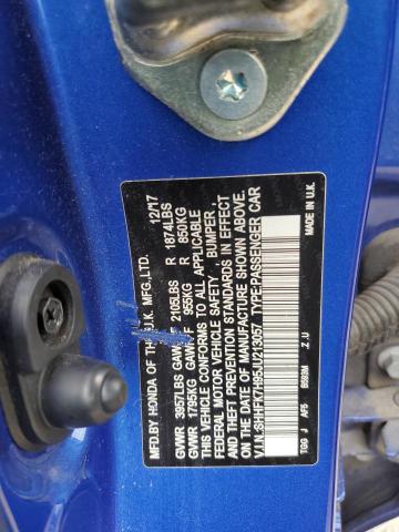 SHHFK7H95JU213057 - 2018 HONDA CIVIC SPORT TOURING BLUE photo 12