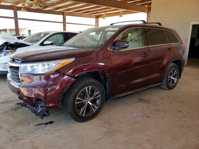 5TDJKRFHXGS311605 - 2016 TOYOTA HIGHLANDER XLE BURGUNDY photo 1