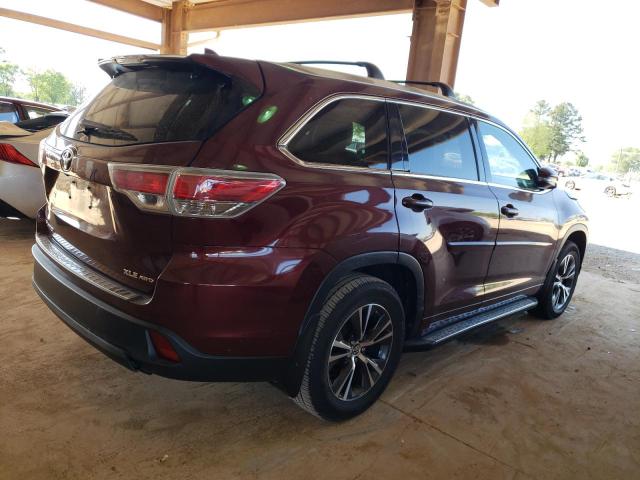 5TDJKRFHXGS311605 - 2016 TOYOTA HIGHLANDER XLE BURGUNDY photo 3