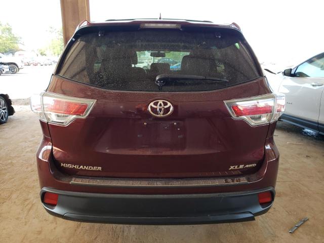 5TDJKRFHXGS311605 - 2016 TOYOTA HIGHLANDER XLE BURGUNDY photo 6