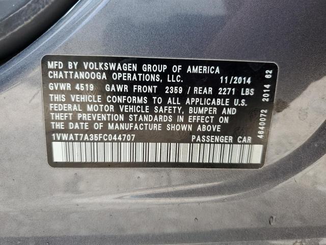 1VWAT7A35FC044707 - 2015 VOLKSWAGEN PASSAT S GRAY photo 13