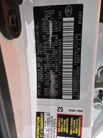 4T1T11AK7PU825385 - 2023 TOYOTA CAMRY SE NIGHT SHADE WHITE photo 12