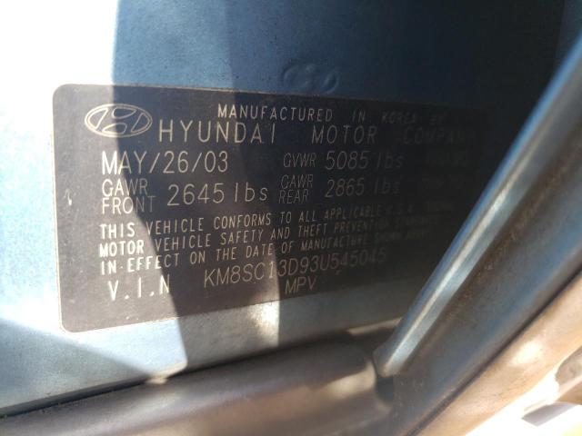 KM8SC13D93U545045 - 2003 HYUNDAI SANTA FE GLS BLUE photo 12