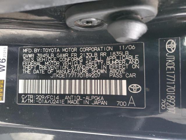 JTKDE177170189207 - 2007 TOYOTA SCION TC 黑色 照片 12