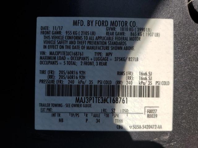 MAJ3P1TE3JC168761 - 2018 FORD ECOSPORT SE 银色 照片 13