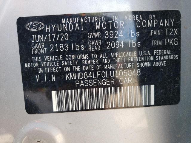 KMHD84LF0LU105048 - 2020 HYUNDAI ELANTRA SEL SILVER photo 13