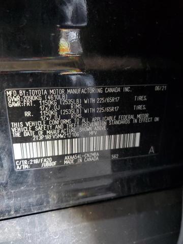 2T3P1RFV5MW212106 - 2021 TOYOTA RAV4 XLE BLACK photo 12