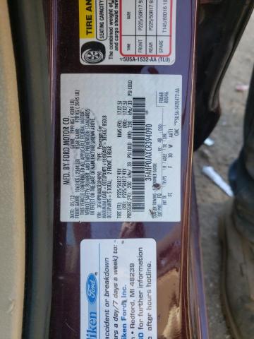 3FAHP0JAXCR394090 - 2012 FORD FUSION SEL BURGUNDY photo 12