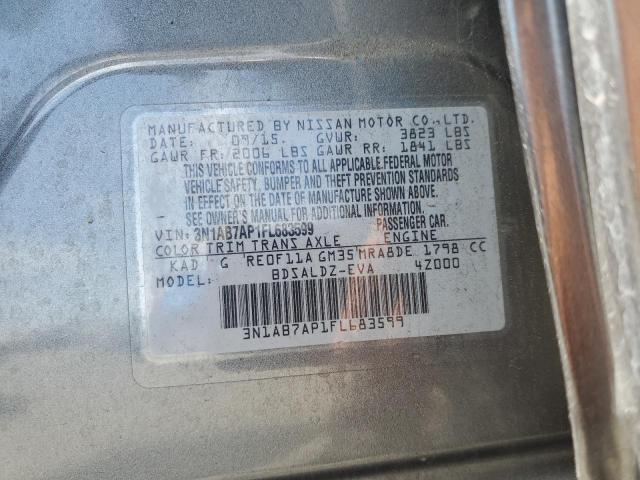 3N1AB7AP1FL683599 - 2015 NISSAN SENTRA S GRAY photo 12