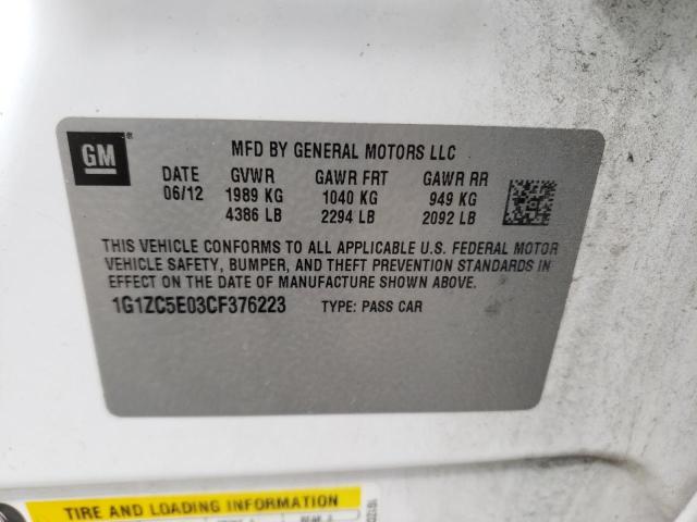 1G1ZC5E03CF376223 - 2012 CHEVROLET MALIBU 1LT 白色 照片 12