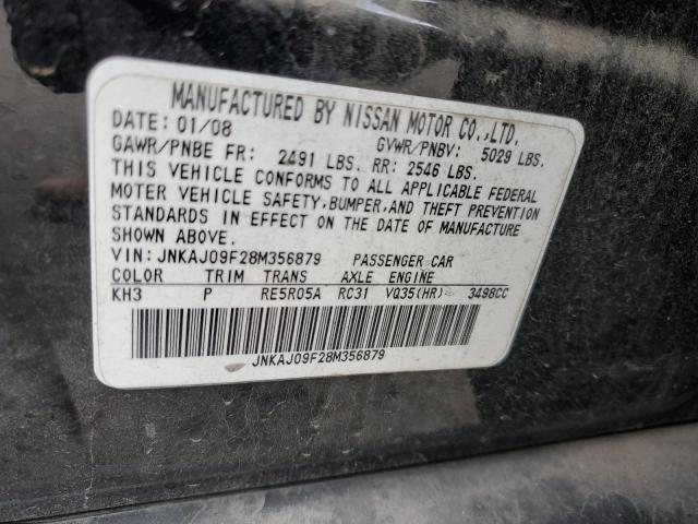 JNKAJ09F28M356879 - 2008 INFINITI EX35 BASE Սև լուսանկար 12