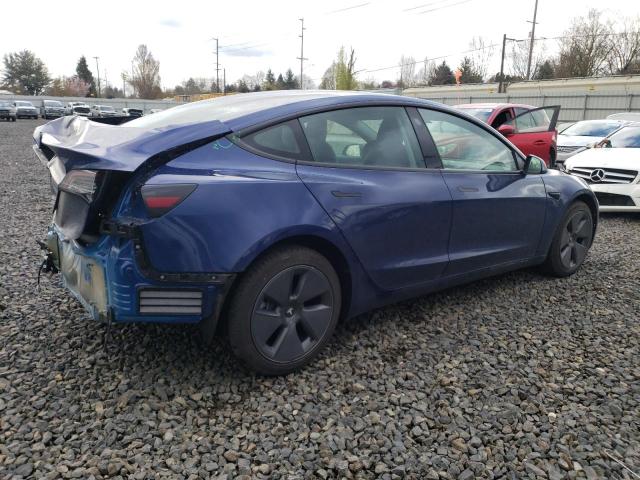 5YJ3E1EA8NF357182 - 2022 TESLA MODEL 3 BLUE photo 3