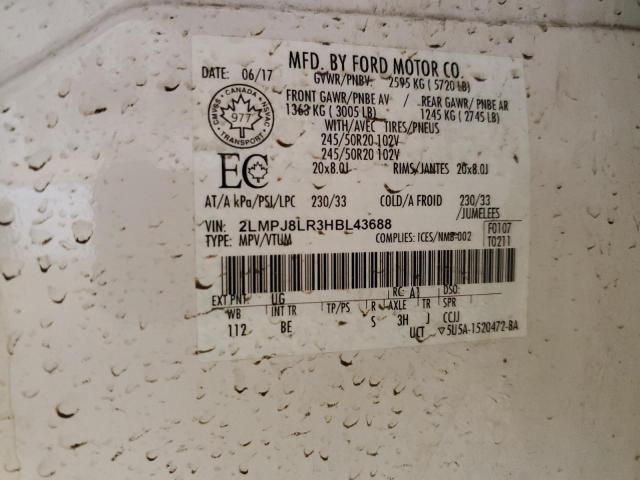 2LMPJ8LR3HBL43688 - 2017 LINCOLN MKX RESERVE أبيض صورة 14