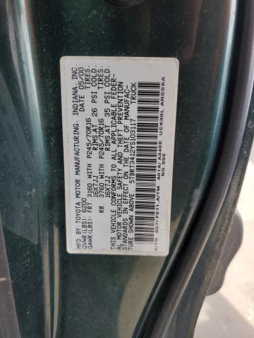 5TBRT3412YS103117 - 2000 TOYOTA TUNDRA ACCESS CAB Verde foto 12