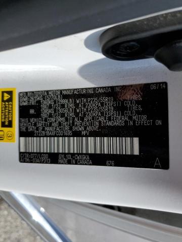 2T2ZB1BAXFC001695 - 2015 LEXUS RX 450H WHITE photo 13