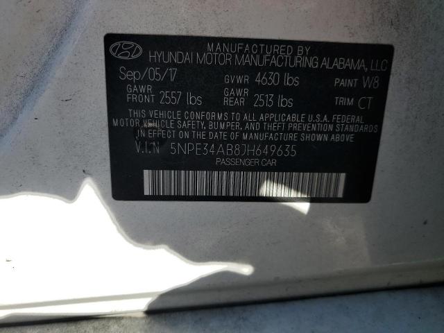 5NPE34AB8JH649635 - 2018 HYUNDAI SONATA SPORT WHITE photo 13