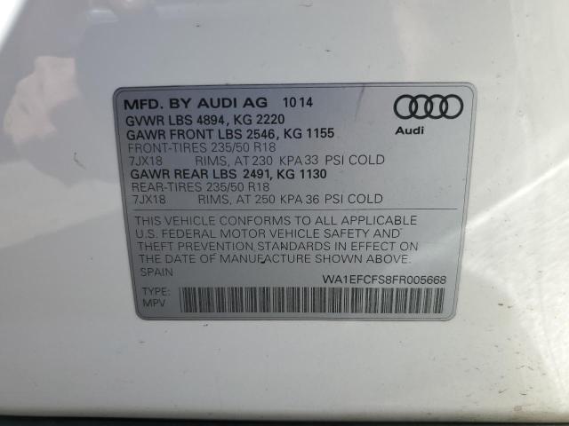 WA1EFCFS8FR005668 - 2015 AUDI Q3 PREMIUM PLUS WHITE photo 13