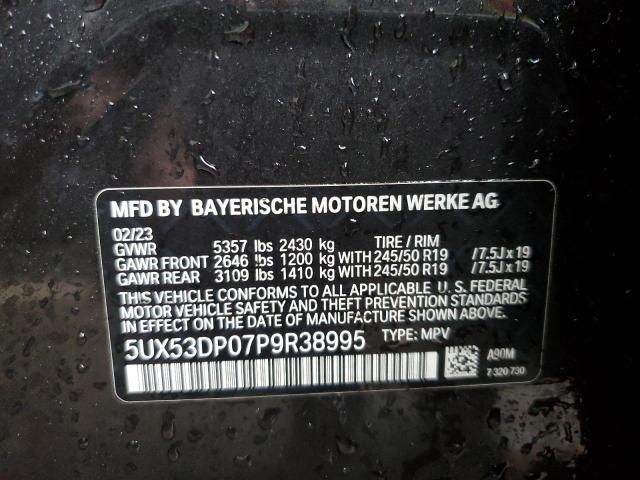 5UX53DP07P9R38995 - 2023 BMW X3 XDRIVE30I BLACK photo 12