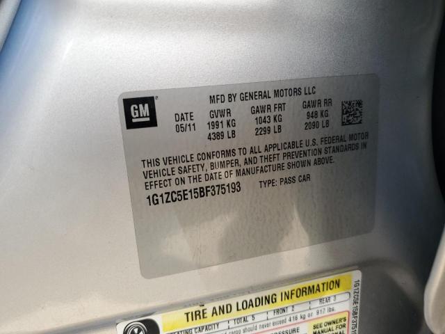 1G1ZC5E15BF375193 - 2011 CHEVROLET MALIBU 1LT Күміс фото 12