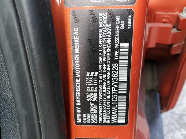 WBAVL1C57FVY36228 - 2015 BMW X1 XDRIVE28I ORANGE photo 13