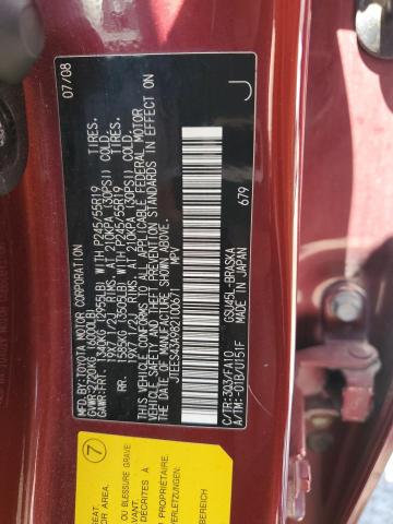 JTEES43A982100671 - 2008 TOYOTA HIGHLANDER SPORT RED photo 12