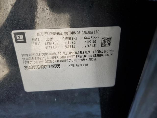 2G4GV5GV3C9149586 - 2012 BUICK REGAL GS Қара фото 12