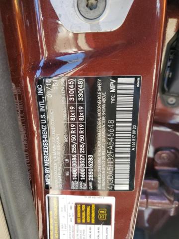 4JGDA5HB2FA545648 - 2015 MERCEDES-BENZ ML 350 4MATIC BURGUNDY photo 12