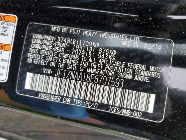 JF1ZNAA18E8707593 - 2014 TOYOTA SCION FR-S შავი ფოტო 12