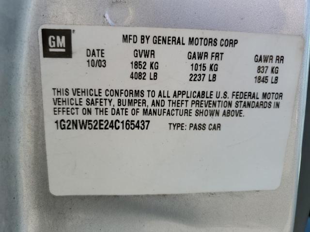 1G2NW52E24C165437 - 2004 PONTIAC GRAND AM GT SILVER photo 12