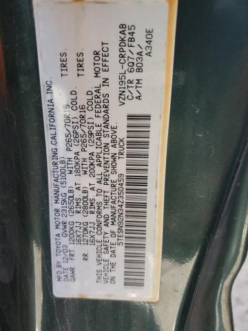 5TESN92N34Z350459 - 2004 TOYOTA TACOMA XTRACAB PRERUNNER 绿色 照片 12