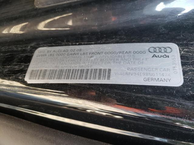 WAUMV94E98N011474 - 2008 AUDI A8 L QUATTRO BLACK photo 12