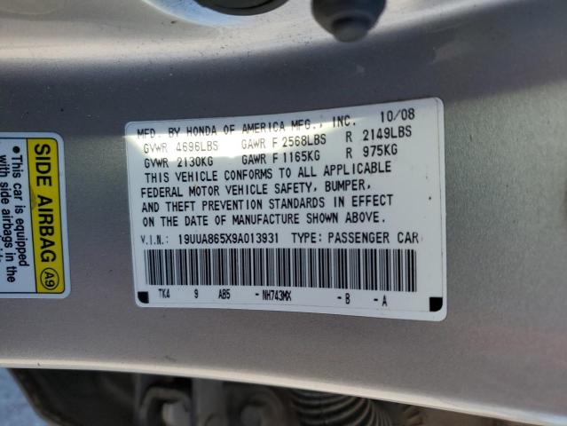 19UUA865X9A013931 - 2009 ACURA TL SILVER photo 12