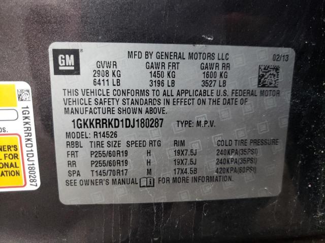 1GKKRRKD1DJ180287 - 2013 GMC ACADIA SLT-1 GRAY photo 13