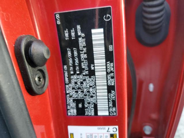 JTEBU5JR0L5795433 - 2020 TOYOTA 4RUNNER SR5/SR5 PREMIUM 红色 照片 12