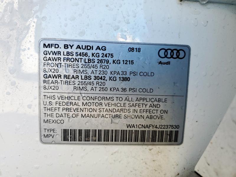 WA1CNAFY4J2237530 - 2018 AUDI Q5 PRESTIGE WHITE photo 13