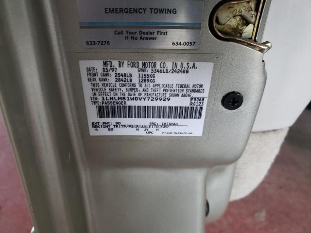 1LNLM81W0VY729929 - 1997 LINCOLN TOWN CAR EXECUTIVE BEIGE photo 12