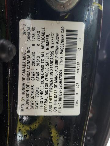 2HGFB2F58DH573024 - 2013 HONDA CIVIC LX BLACK photo 13