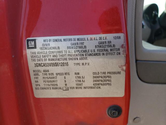 3GNCA53V09S612016 - 2009 CHEVROLET HHR LT RED photo 12