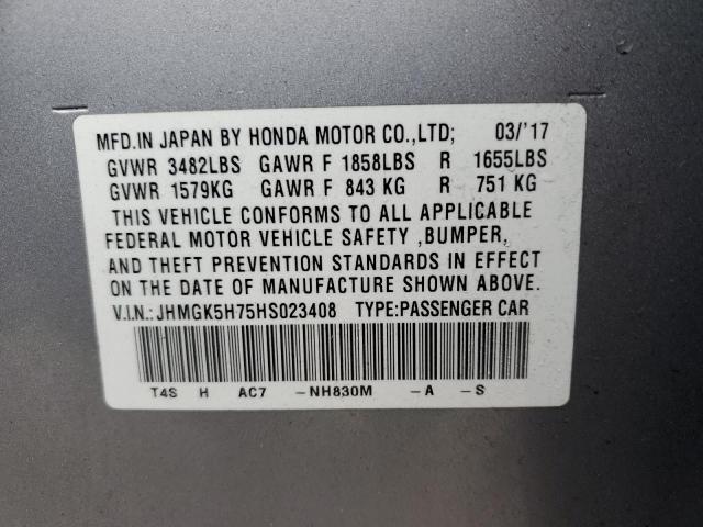 JHMGK5H75HS023408 - 2017 HONDA FIT EX SILVER photo 12