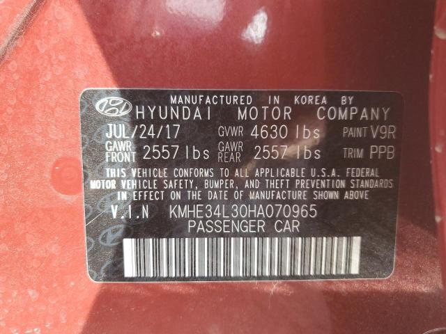 KMHE34L30HA070965 - 2017 HYUNDAI SONATA HYBRID RED photo 12