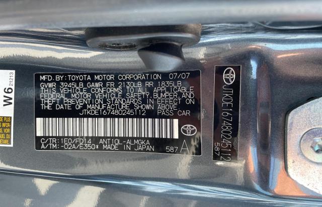 JTKDE167480245112 - 2008 TOYOTA SCION TC GRAY photo 10