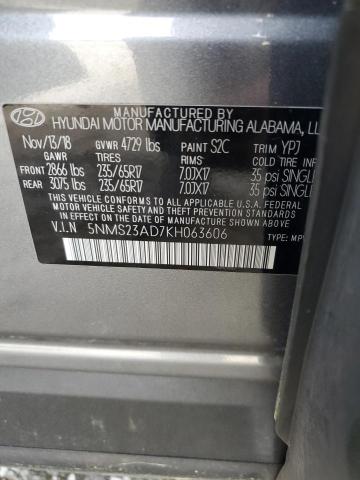 5NMS23AD7KH063606 - 2019 HYUNDAI SANTA FE SE GRAY photo 13