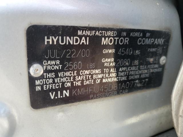 KMHFU45D81A077627 - 2001 HYUNDAI XG 300 SILVER photo 12